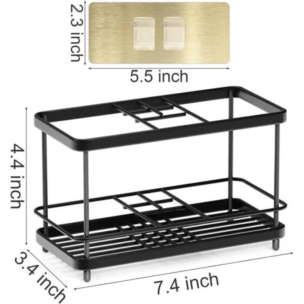 Stainless steel toothbrush holder bathroom organizer with tray sink countertop